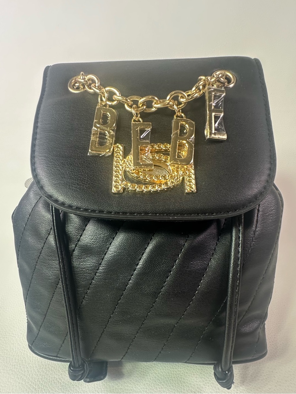 NEW Women’s Bebe Wyatt Small Backpack Bag w/Gold Logo